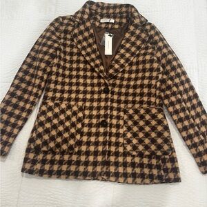 Commense Checkered Brown and Tan Blazer